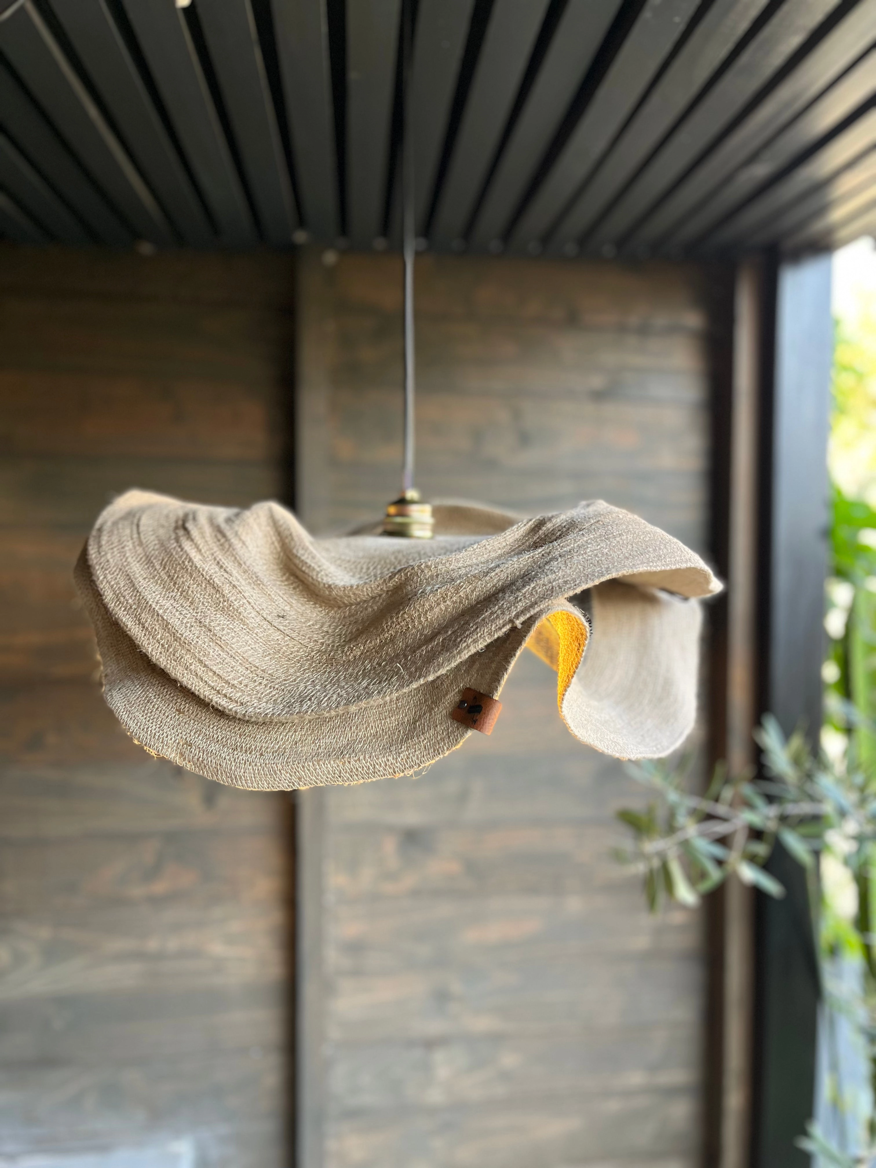 Lámpara colgante Doble Kenia Natural - Diámetro 35cm / Con electricidad cordón negro