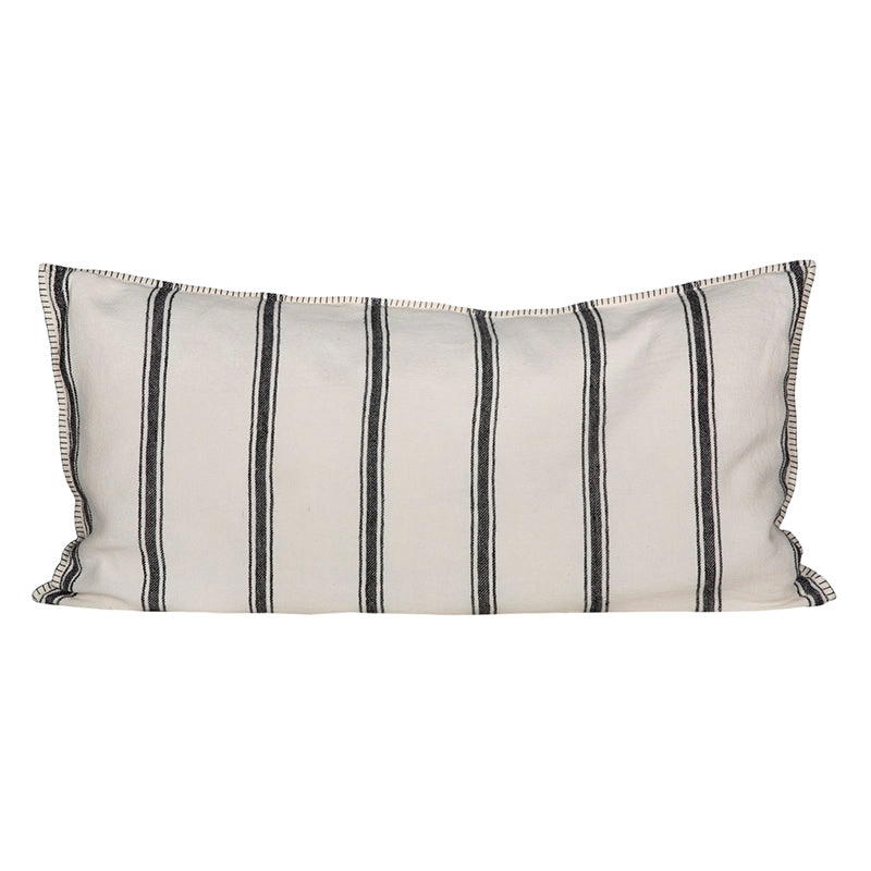 Funda Cojín Lino Niza Marfil/Negro 55x110 cm