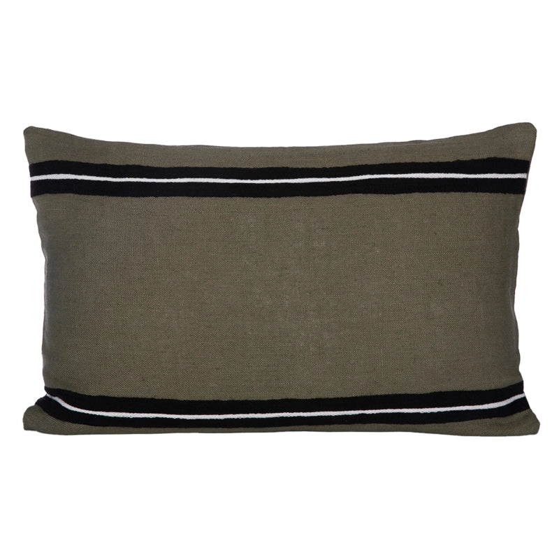 Funda Cojín Lino Bordado Skagen Kaki 40x60 cm