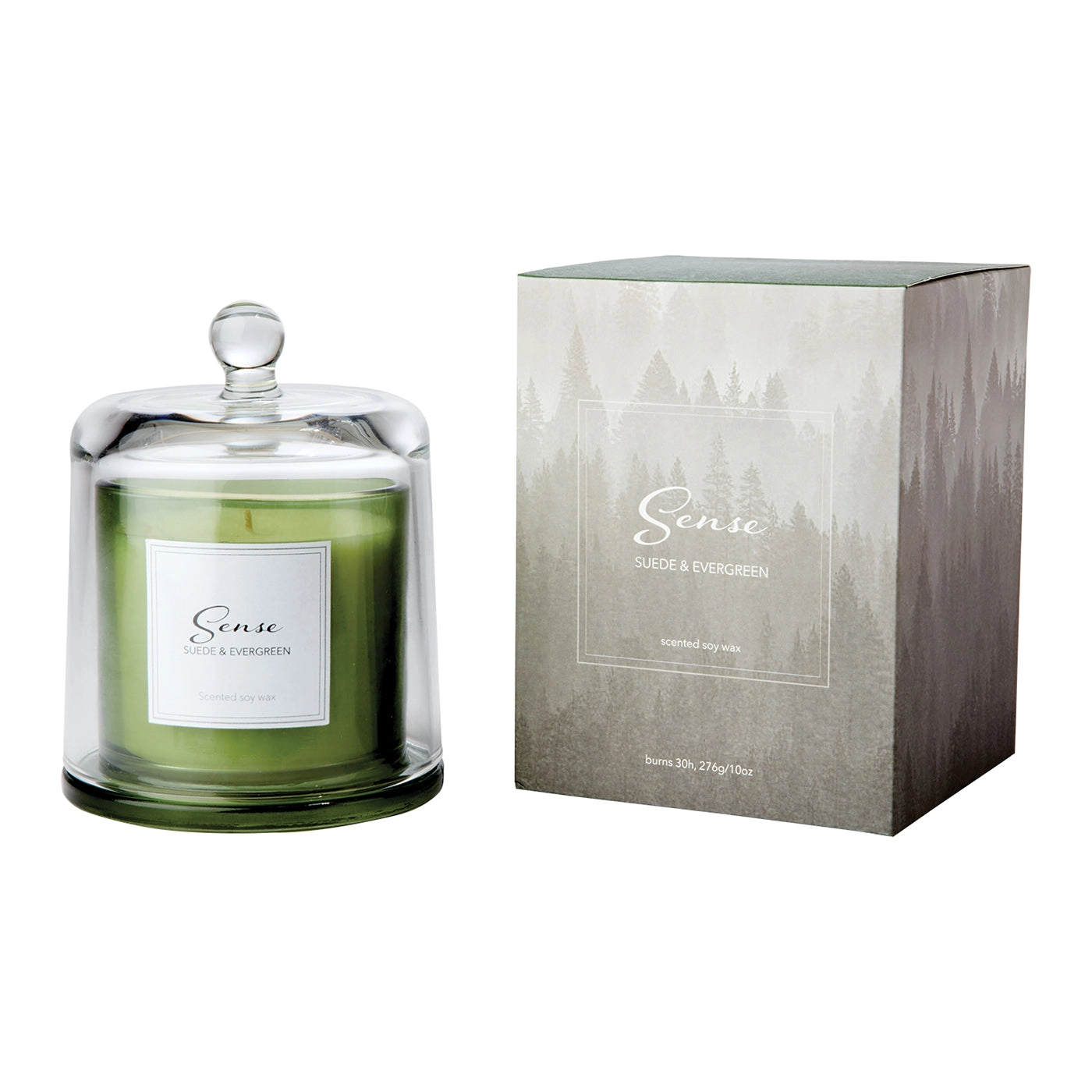 Vela Aromática SENSE Suede & Evergreen, Verde con Campana