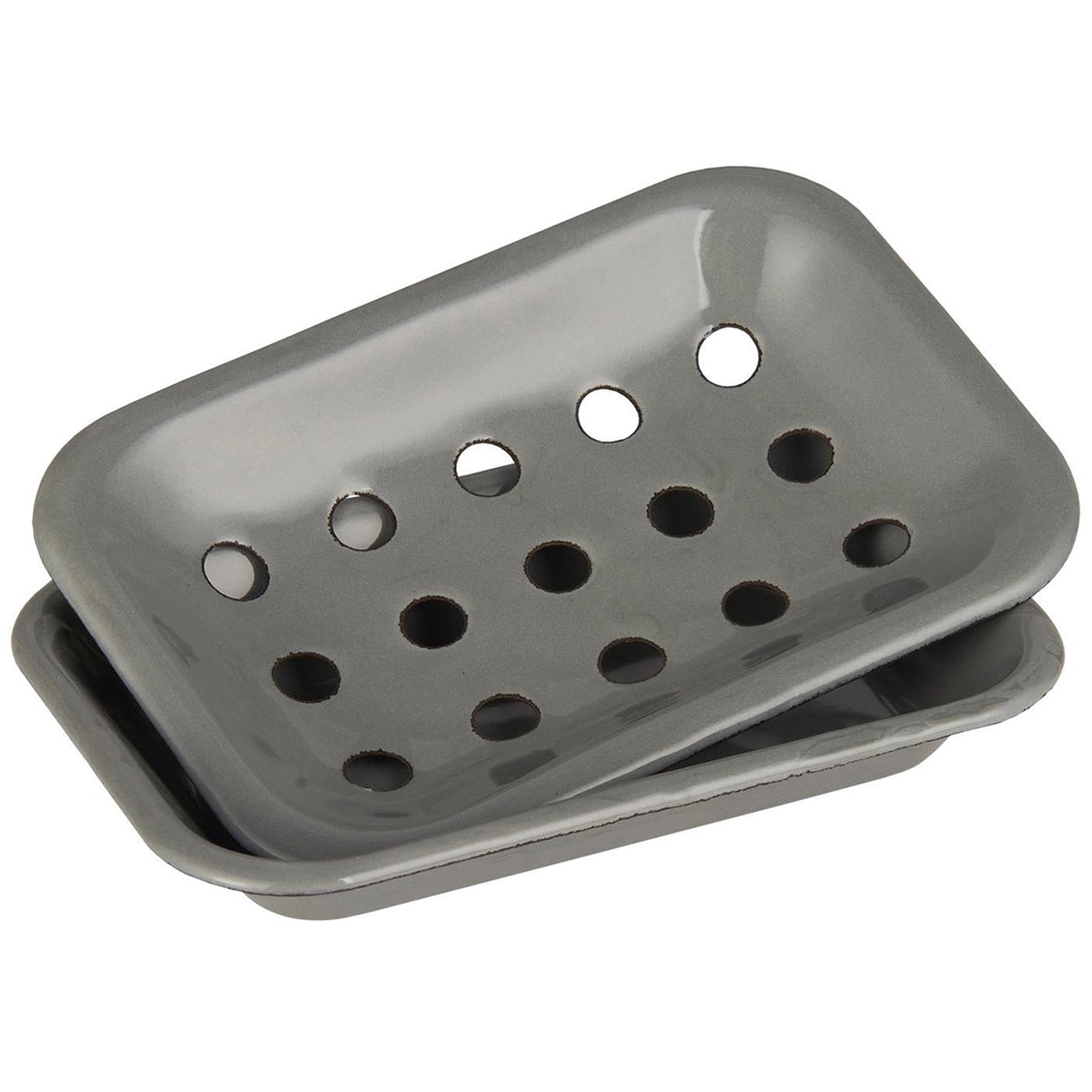 Jabonera Enlozada 2 piezas Gris