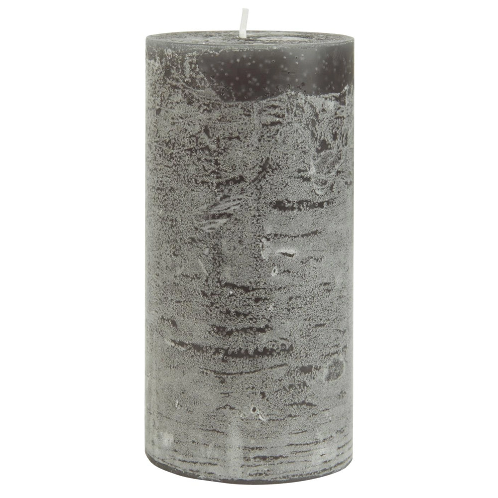 Vela Rústica Gris Oscuro Ø:7 H:14 cm