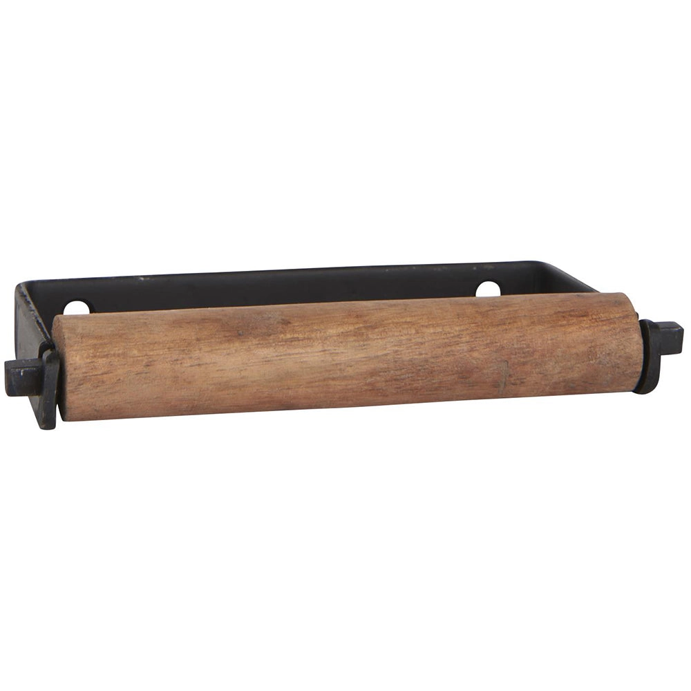 Soporte Papel Higiénico Negro Recto Barra Madera