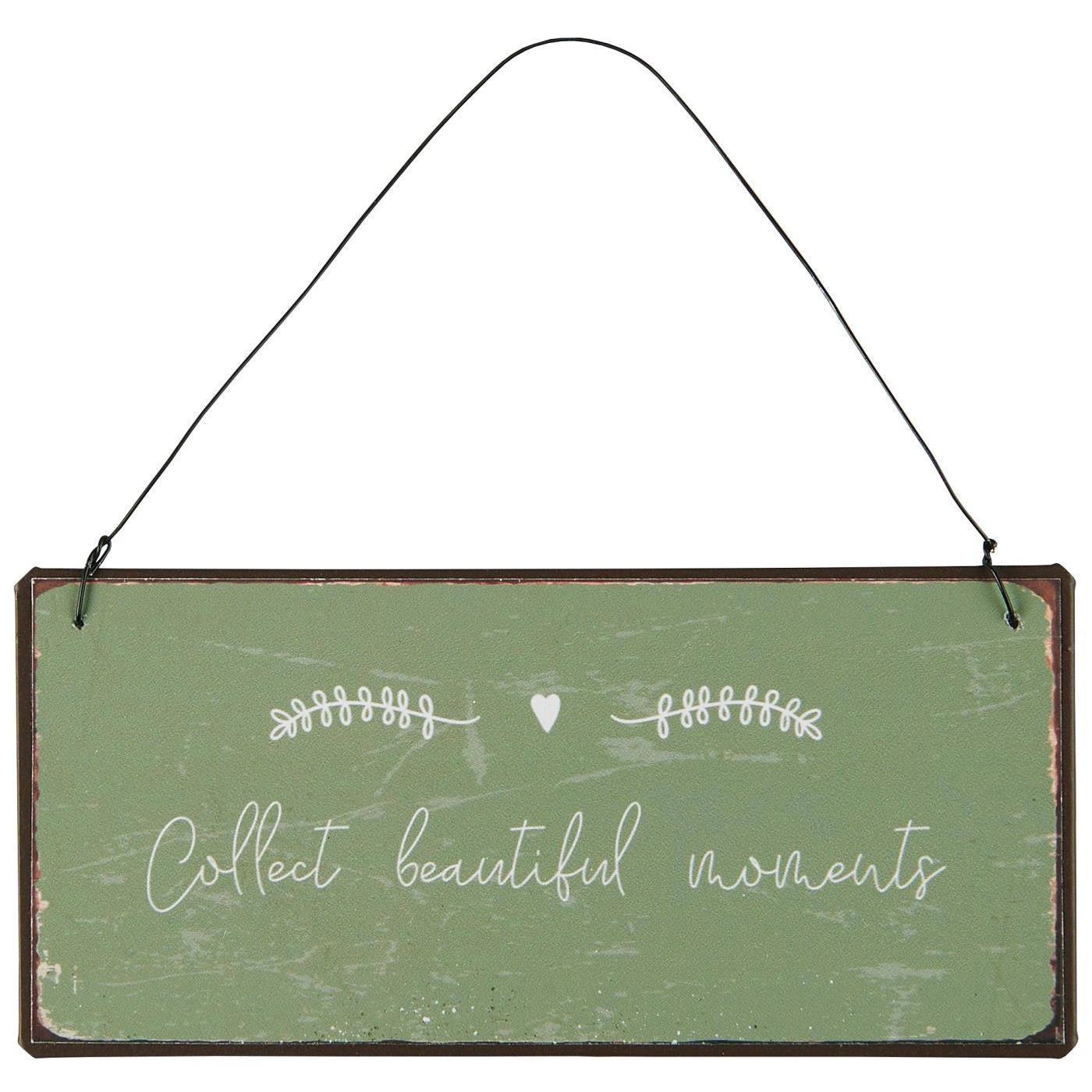 Letrero Metal: Collect Beautiful Moments H: 7 L: 15 cm