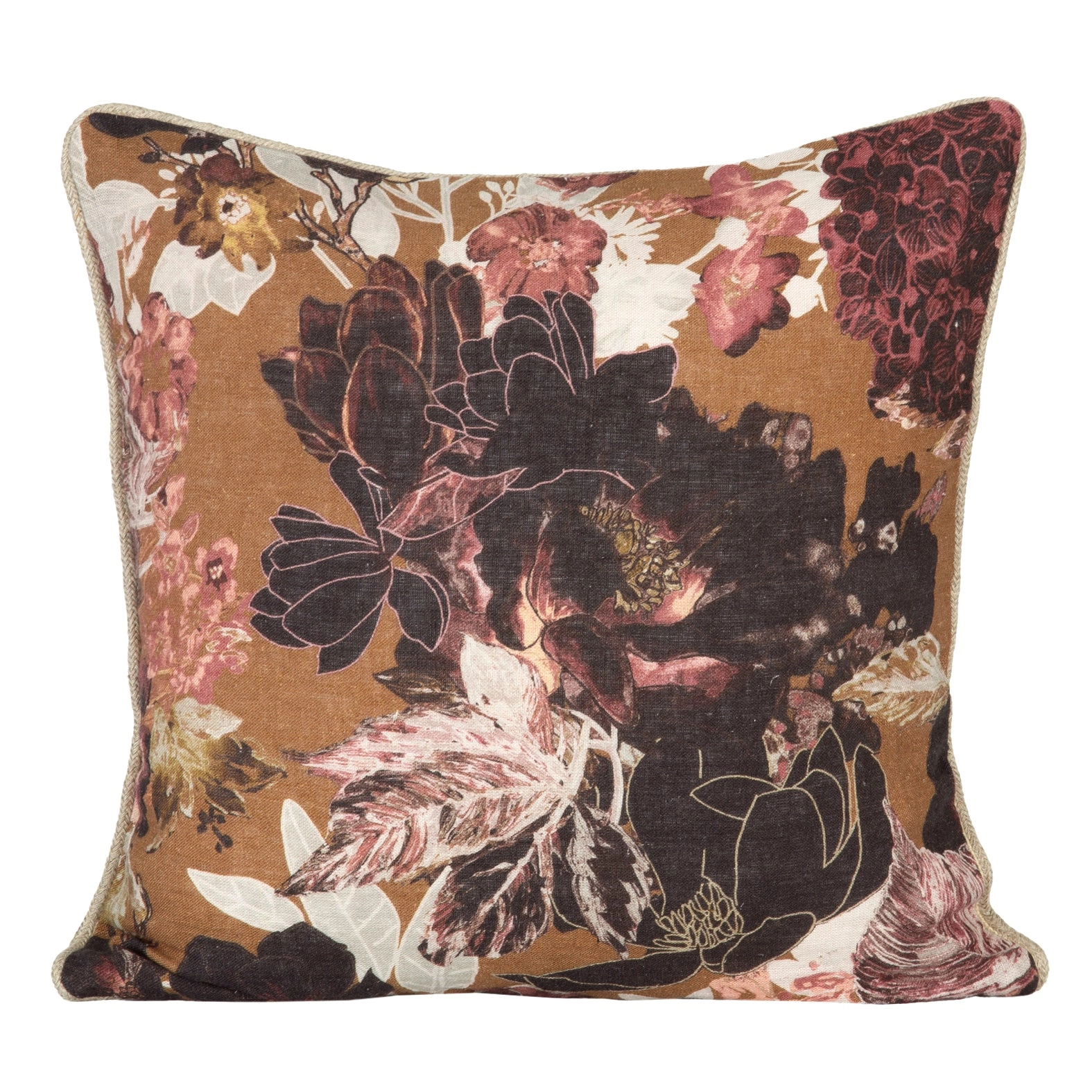 Funda Cojin Lino Estampado Sienne Gold 45x45 cm