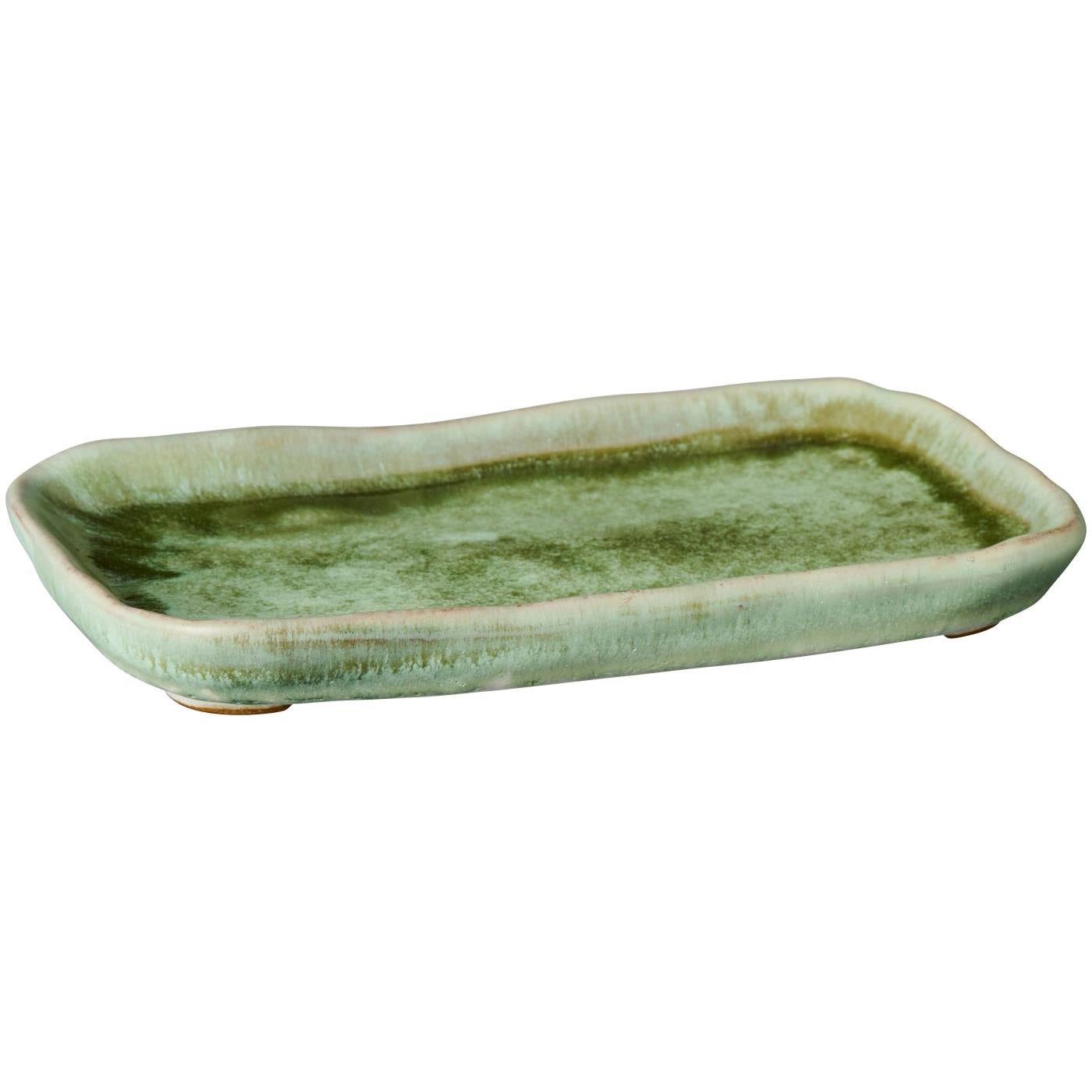 Bandeja Cerámica Verde Musgo W: 12 L: 20 cm