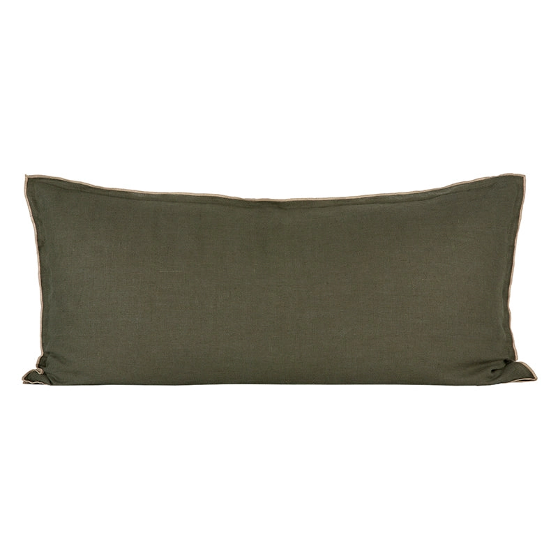 Funda Cojín Lino Seoni Kaki 55x110 cm