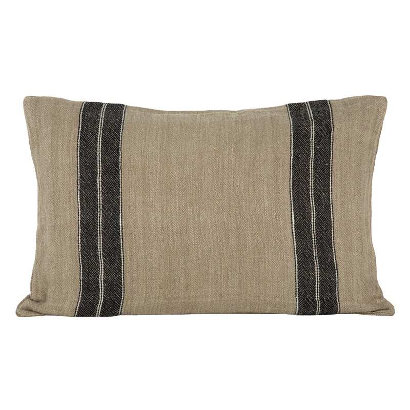Funda Cojín Lino Sarthe Natural/Blue/Marfil 40x60 cm - 40x60 cm