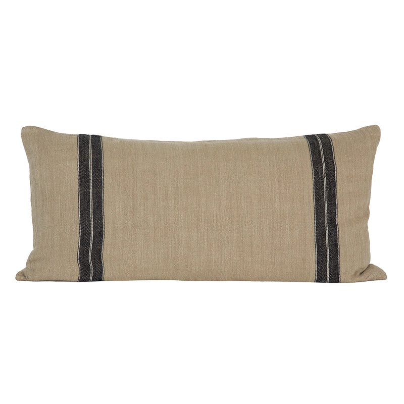 Funda Cojín Lino Sarthe Natural/Blue/Marfil 55x110 cm - 55x110 cm