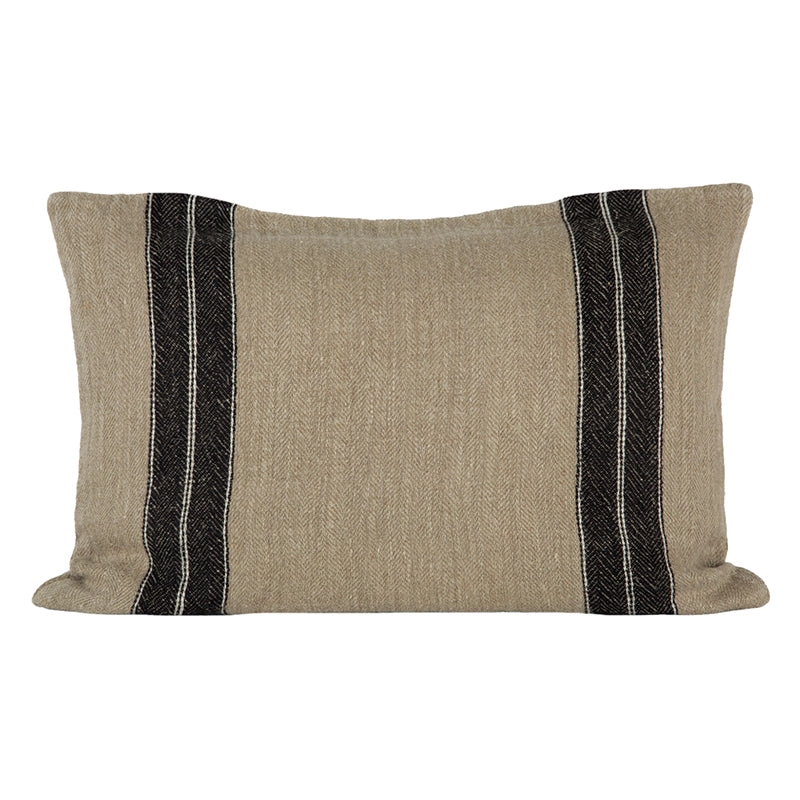 Funda Cojín Lino Sarthe Natural/Negro/Marfil 40x60 cm - 40x60 cm