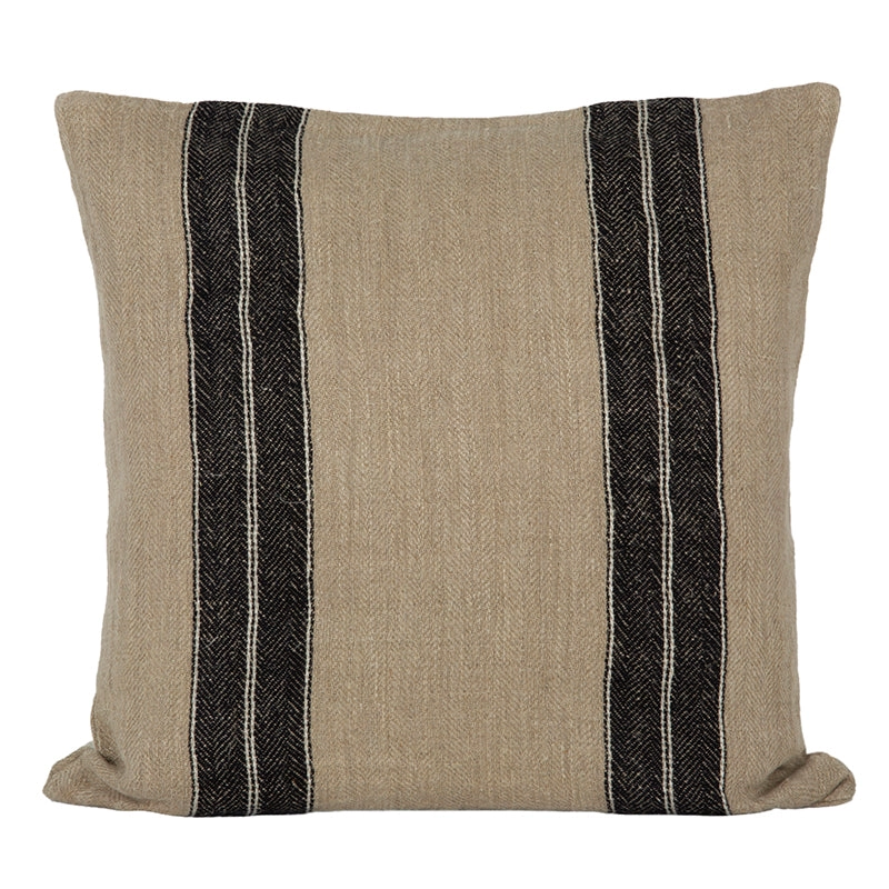 Funda Cojín Lino Sarthe Natural/Negro/Marfil 65x65 cm - 65x65 cm
