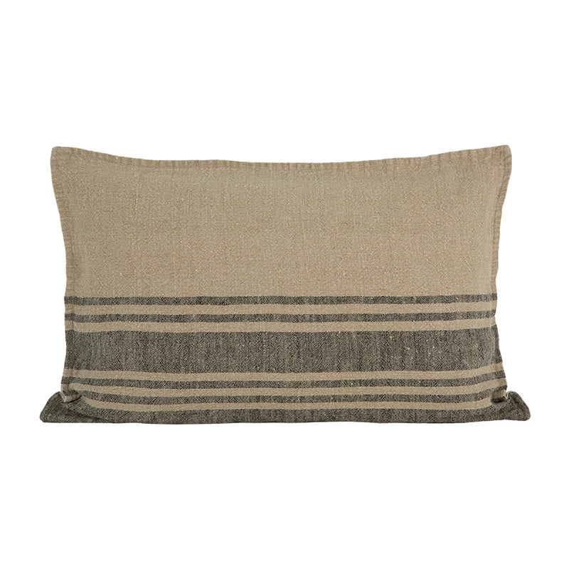 Funda Cojín Lino Cergy Natural/Negro 40x60 cm - 40x60 cm