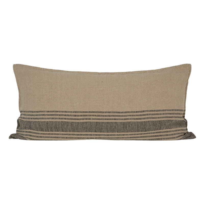 Funda Cojín Lino Cergy Natural/Negro 55x110 cm - 55x110 cm