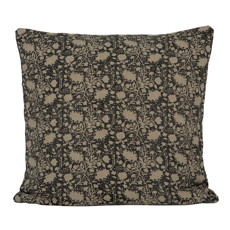 Funda Cojín Lino Nimes Natural/Negro 65x65 cm - 65x65 cm