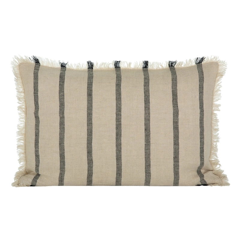 Funda Cojín Lino Somme Natural/Negro 40x60 cm - 40x60 cm