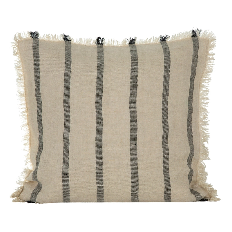 Funda Cojín Lino Somme Natural/Negro 65x65 cm - 65x65 cm