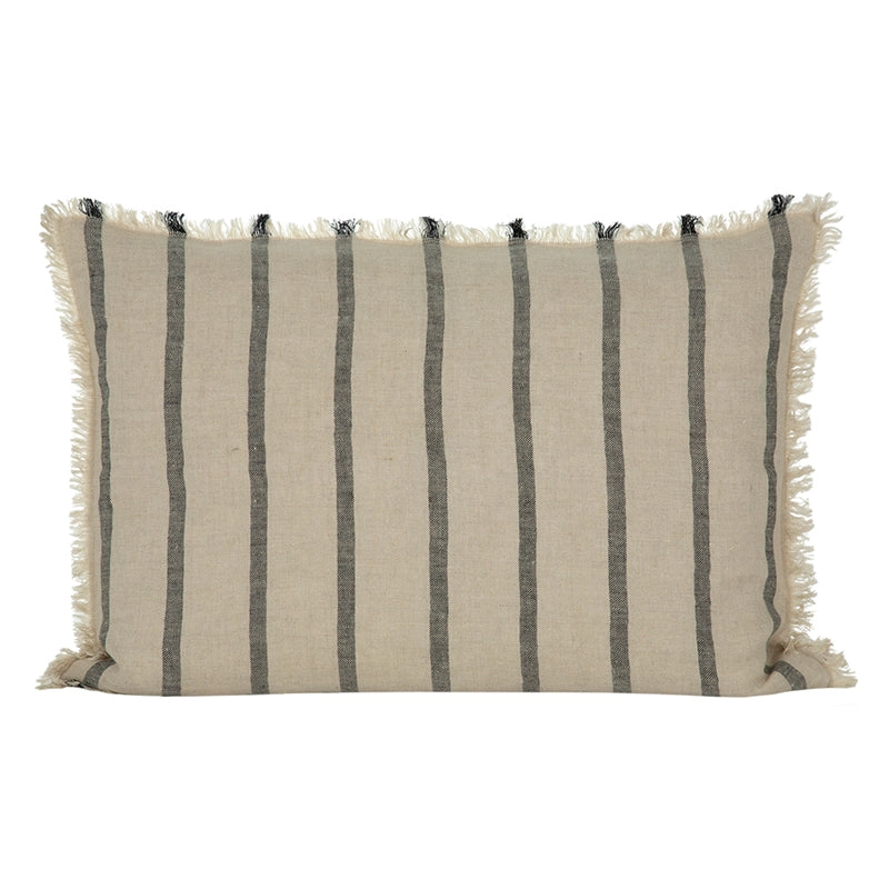 Funda Cojín Lino Somme Natural/Negro 50x70 cm - 50x70 cm