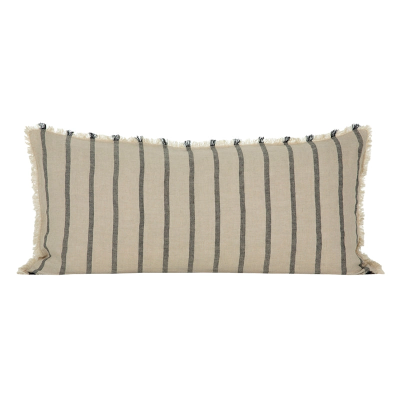 Funda Cojín Lino Somme Natural/Negro 55x110 cm - 55x110 cm
