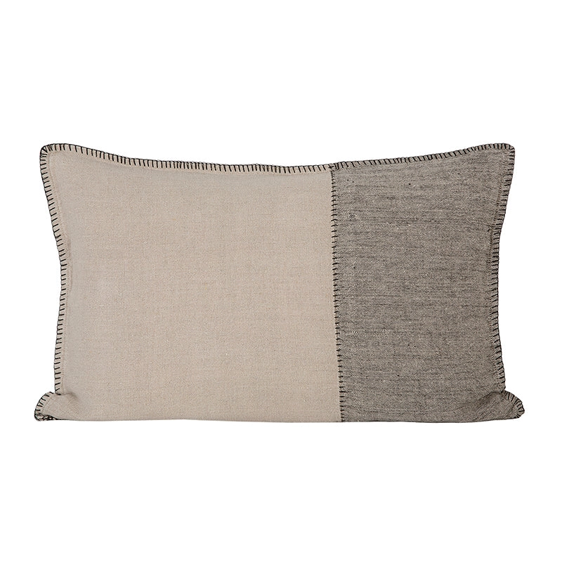 Funda Cojín Lino Aube Natural/Negro 40x60 cm - 40x60 cm