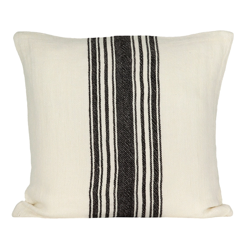 Funda Cojín Lino Amiens Marfil/Negro 50x50 cm - 50x50 cm