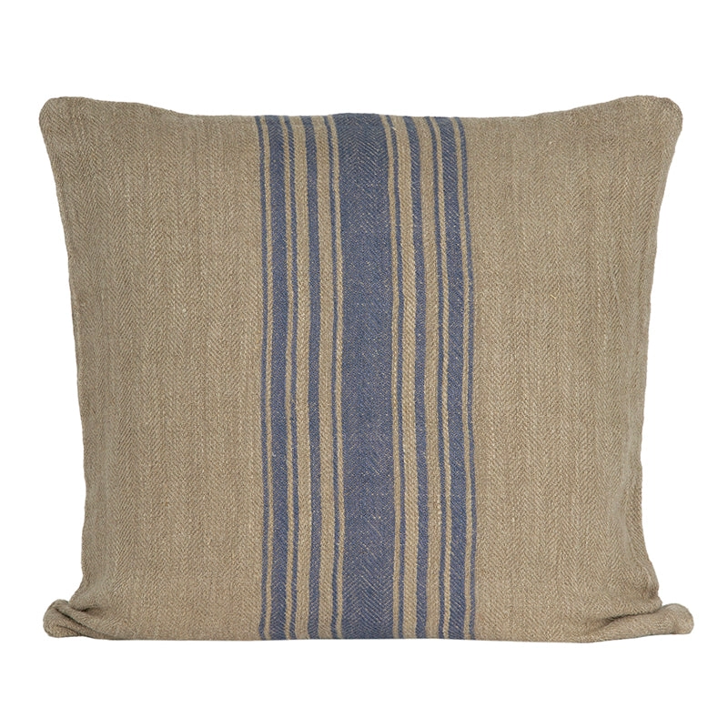 Funda Cojín Lino Amiens Natural/Blue 65x65 cm - 65x65 cm