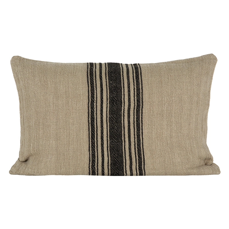 Funda Cojín Lino Amiens Natural/Negro 40x60 cm - 40x60 cm