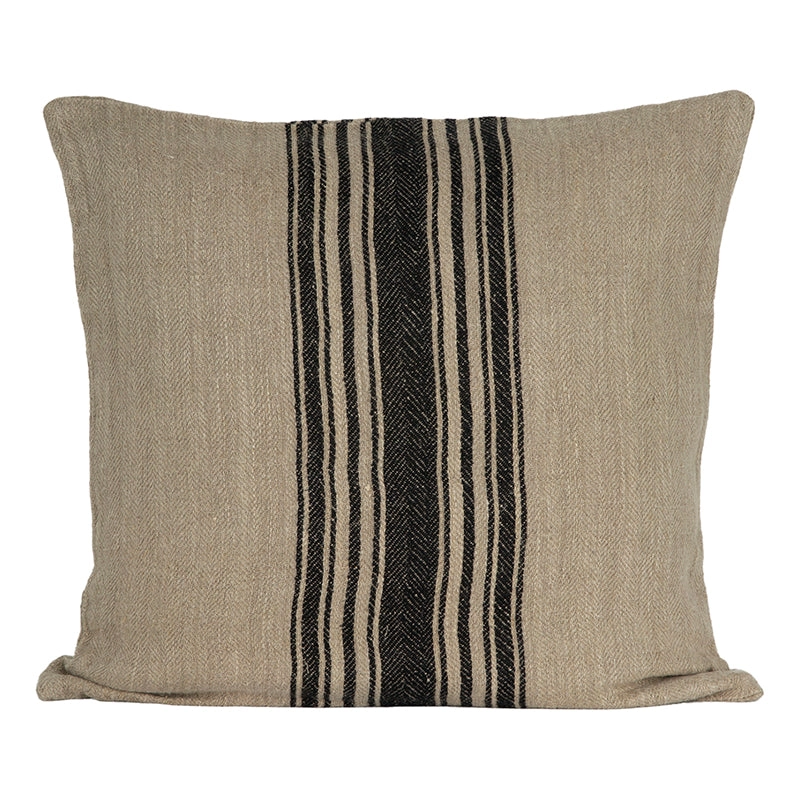 Funda Cojín Lino Amiens Natural/Negro 50x50 cm - 50x50 cm