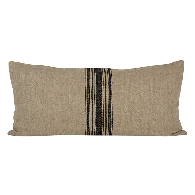 Funda Cojín Lino Amiens Natural/Negro 55x110 cm - 55x110 cm