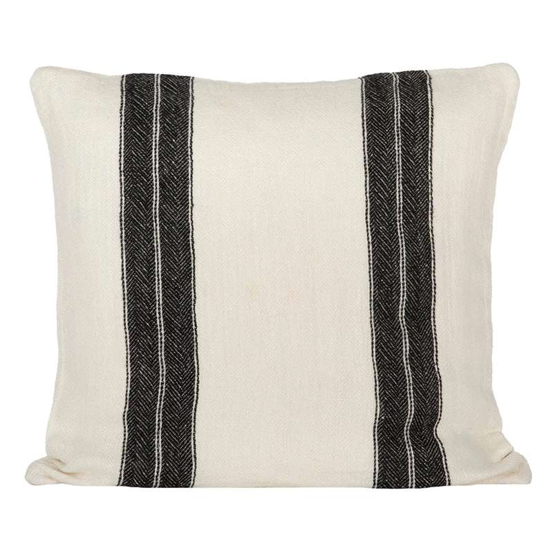 Funda Cojín Lino Sarthe Marfil/Negro 50x50 cm - 50x50 cm