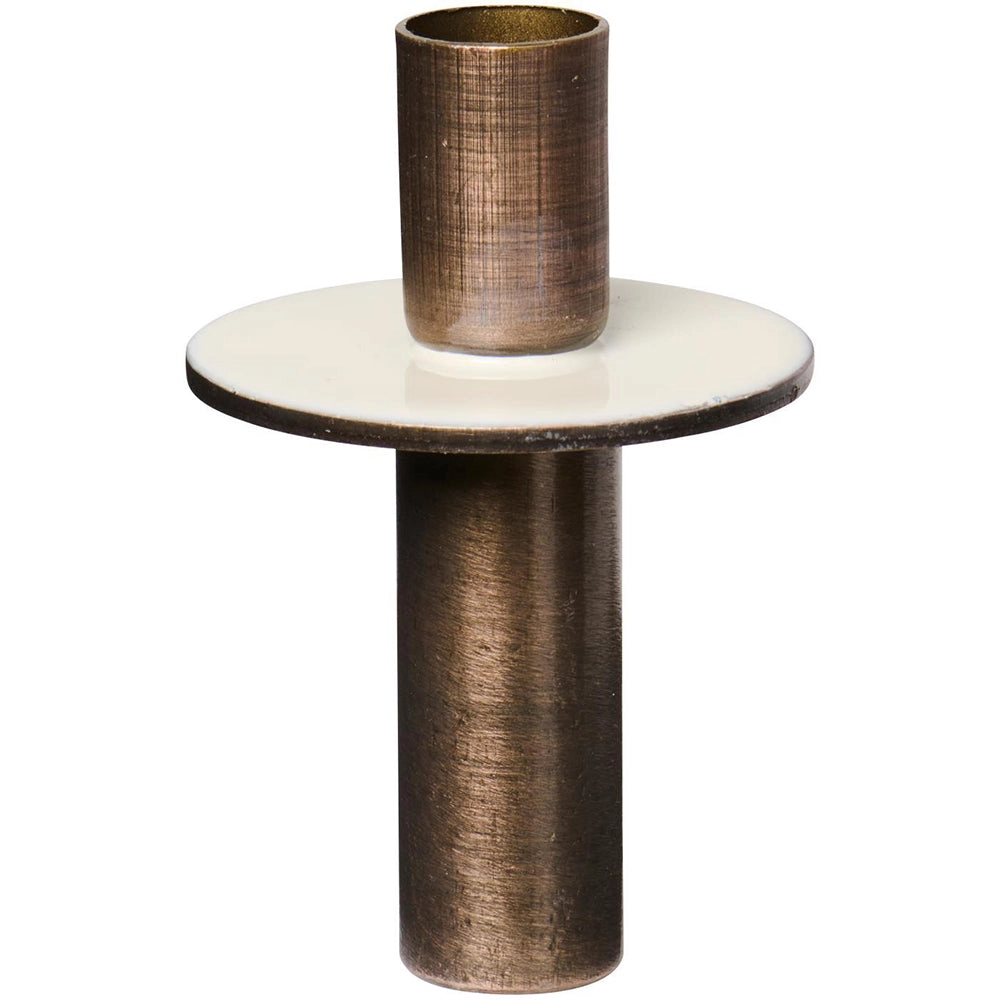 Candelabro Metálico Bicolor Crema Vela Taper Para Botella, H: 6,7 Ø: 4,3 cm