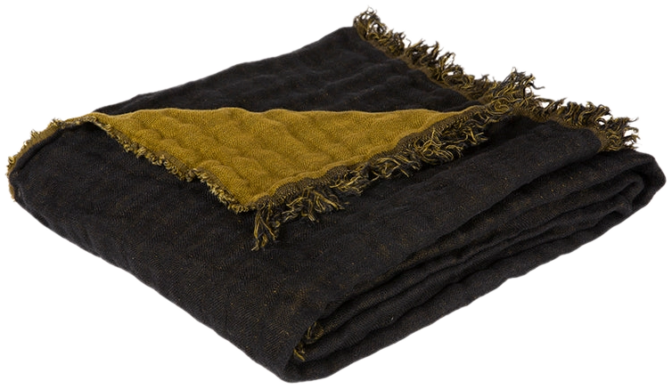 Manta Lino Baya Noir / Olive