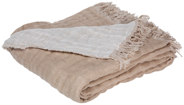 Manta Lino Baya Naturel / Blanc