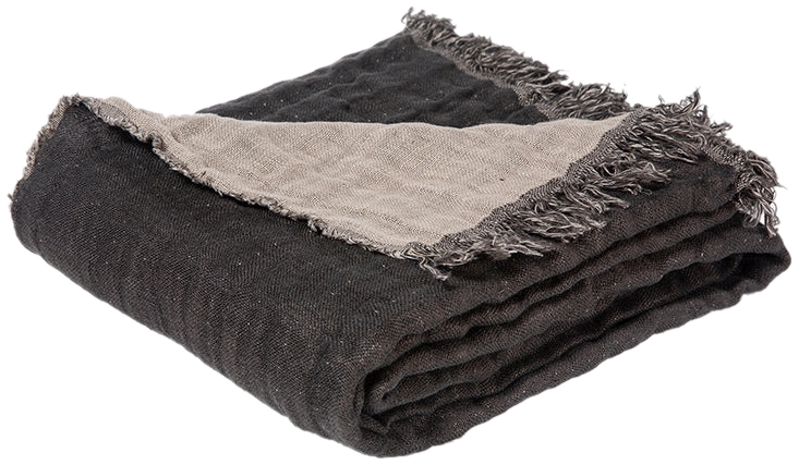 Manta Lino Baya Charbon / Naturel
