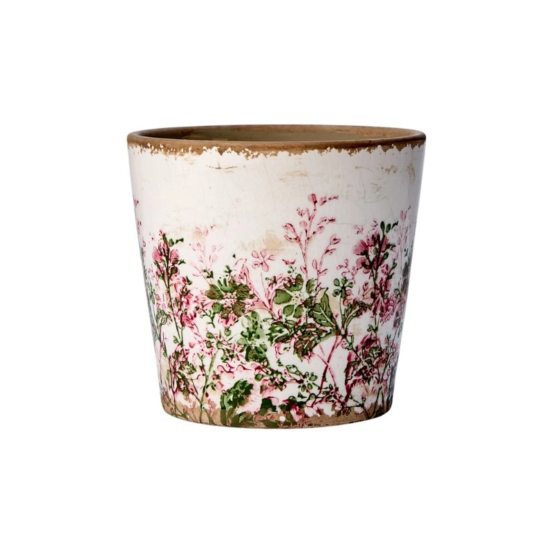 Maceta SPRING Blanco/Verde/Rosa, Ø10/14xH13 cm