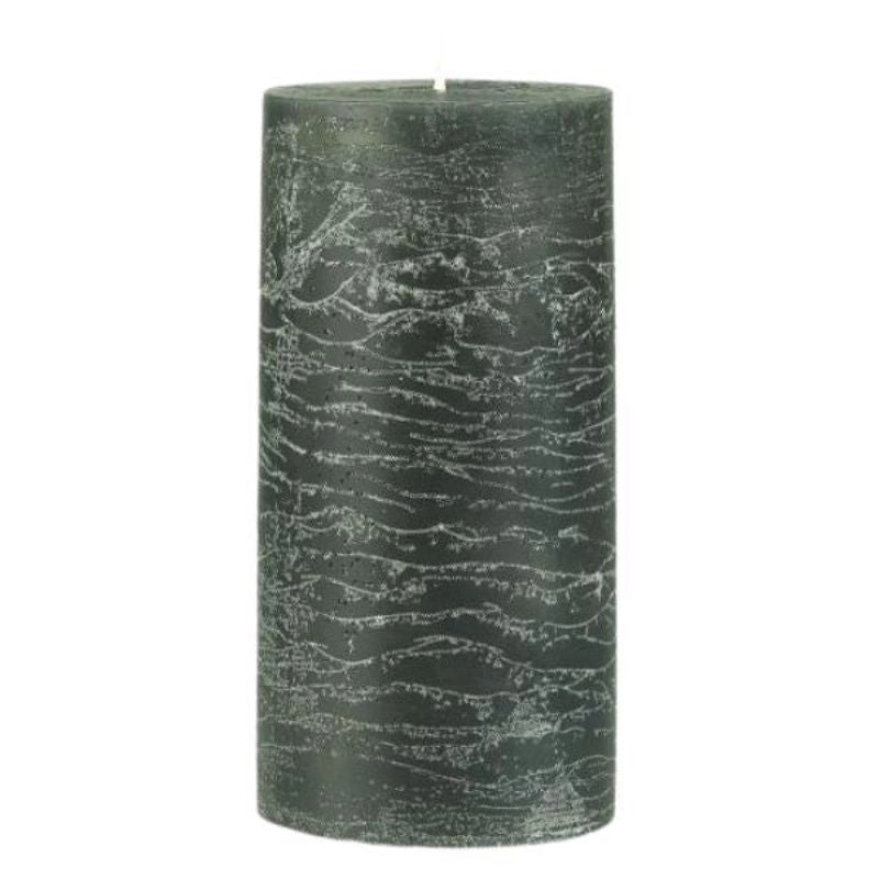 Vela Rústica Verde Oscuro H: 14 Ø: 7 cm