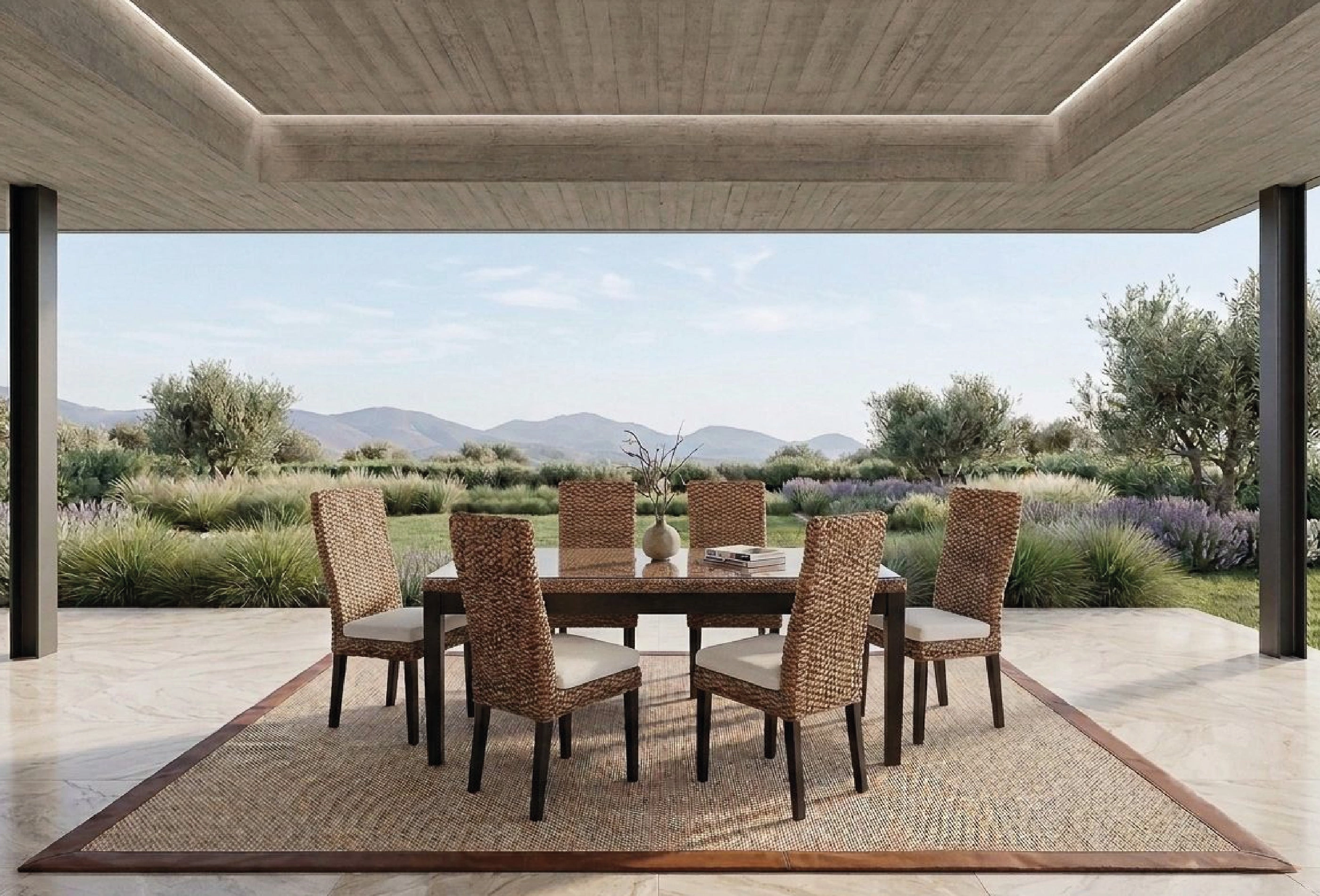 Comedor de rattan natural Isabella 6 sillas.