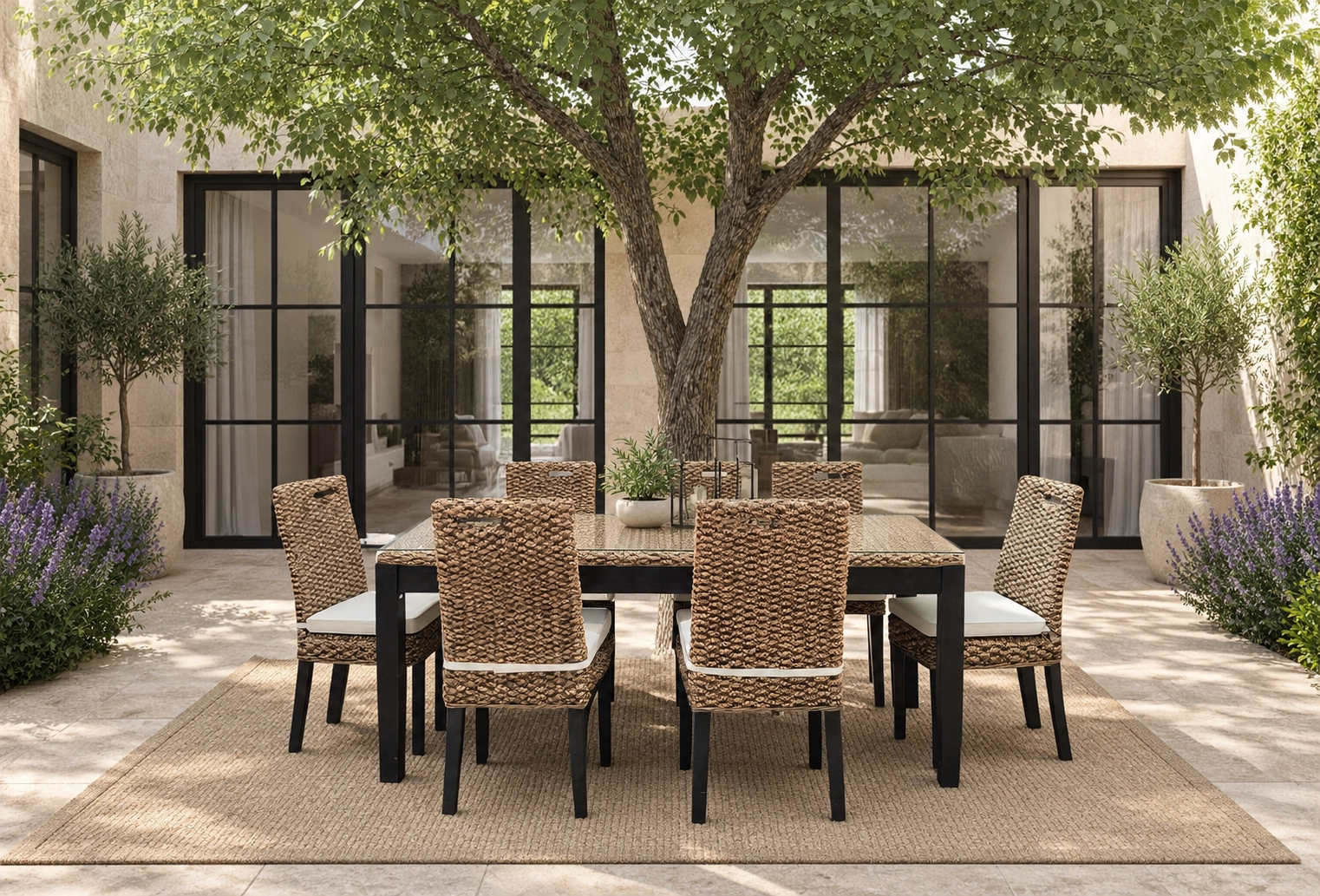 Comedor de rattan natural, Isabella 6 sillas - 6 sillas