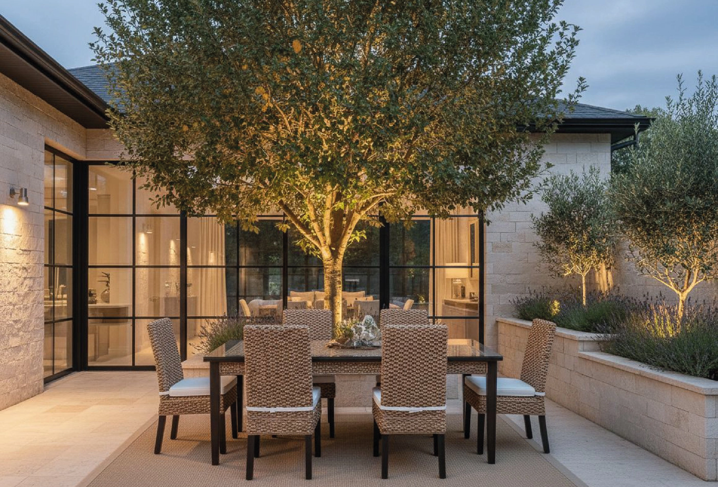 Comedor de rattan natural, Italiano 6 sillas - 6 sillas