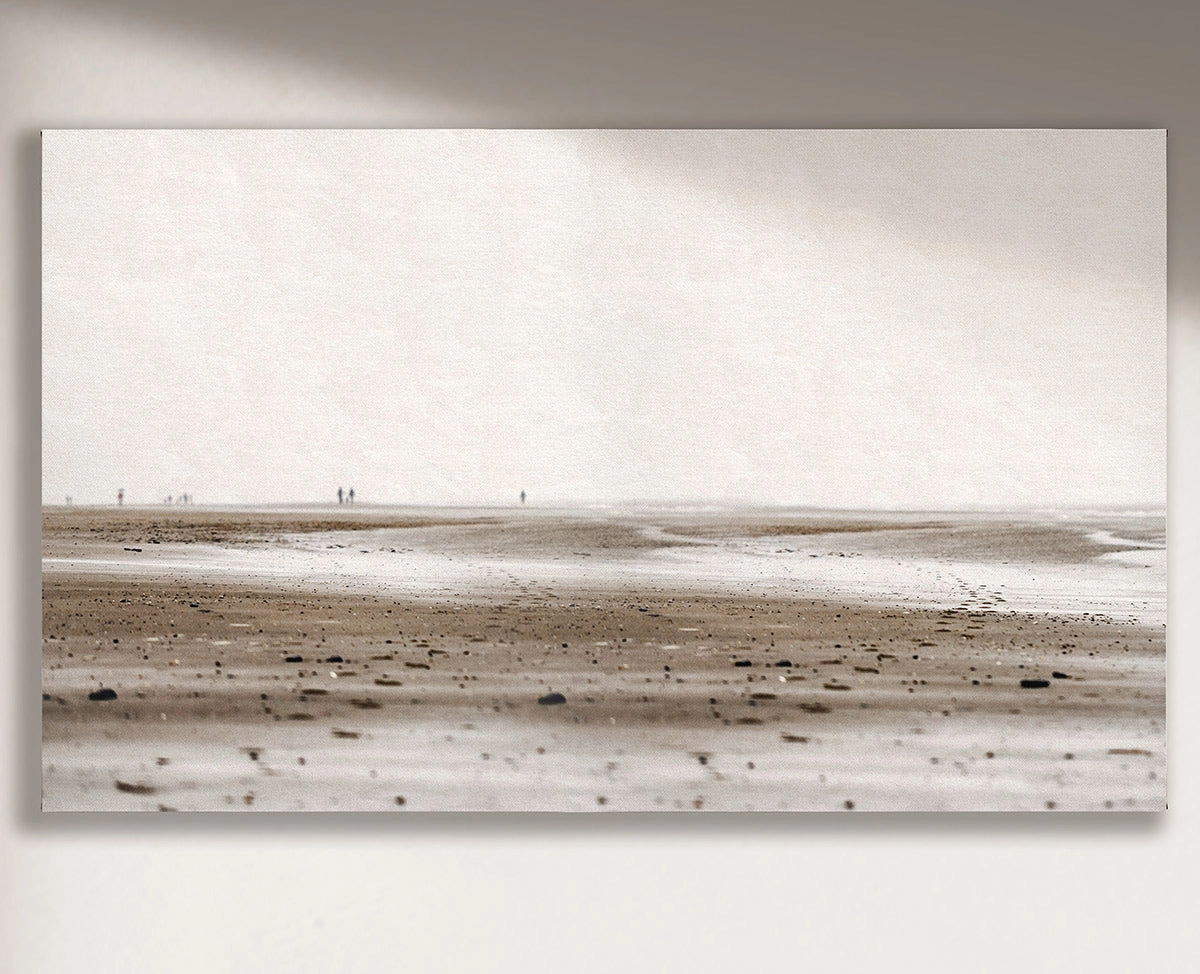 Cuadro playa horizontal - 140x90 cm / Lona tensada con bastidor + marco color mañío