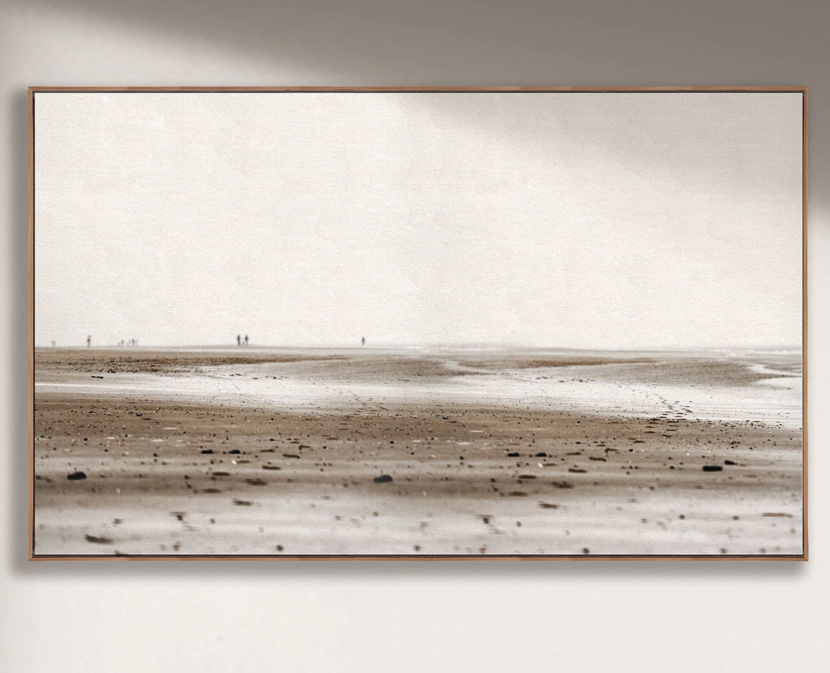Cuadro playa horizontal - 190x120 cm / Lona tensada con bastidor + marco de madera negro