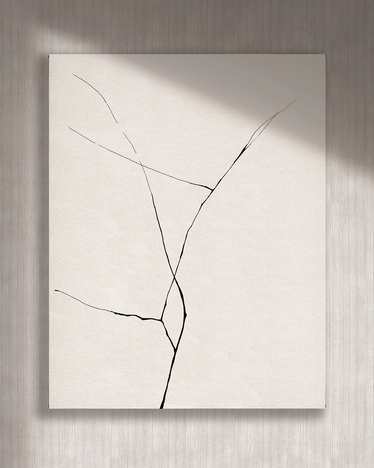 Cuadro Trazo 2 vertical - 70x90 cm / Lona tensada con bastidor + marco color mañío