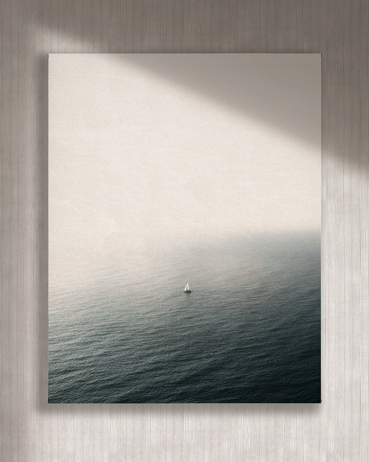 Cuadro Oceano vertical - 90x110 cm / Lona tensada con bastidor + marco color mañío