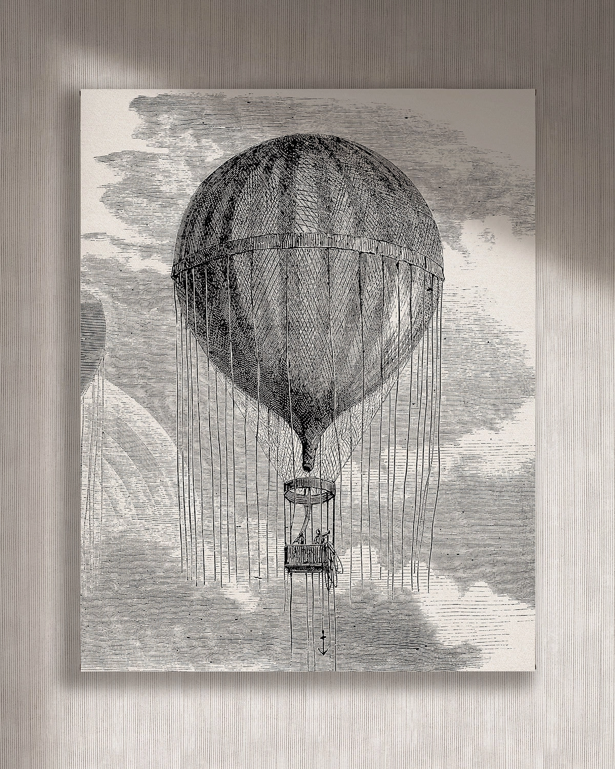 Cuadro Globo grafito vertical - 120x150 cm / Lona tensada con bastidor + marco color mañío