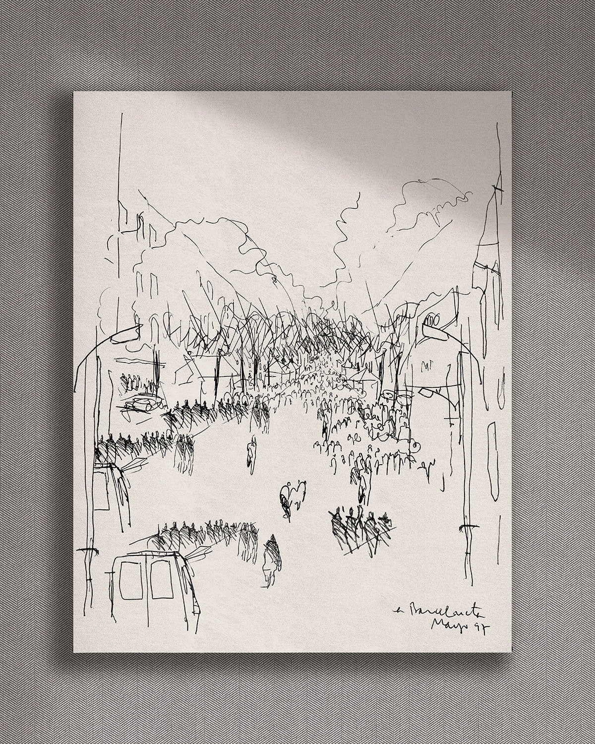 Cuadro Rambla vertical - 70x90 cm / Lona tensada con bastidor