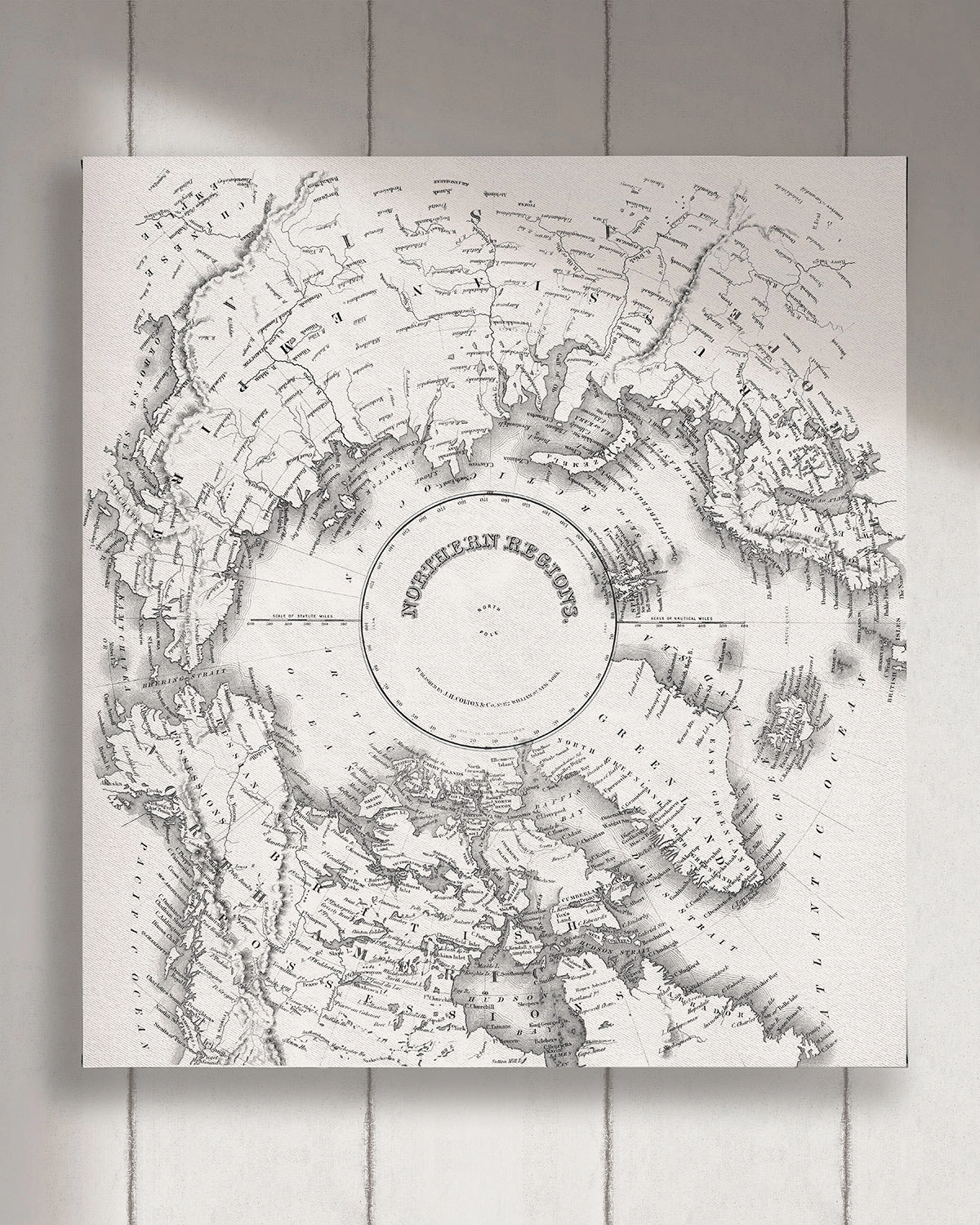 Cuadro Mapa Polo Norte vertical - 140x160 cm / Lona tensada con bastidor