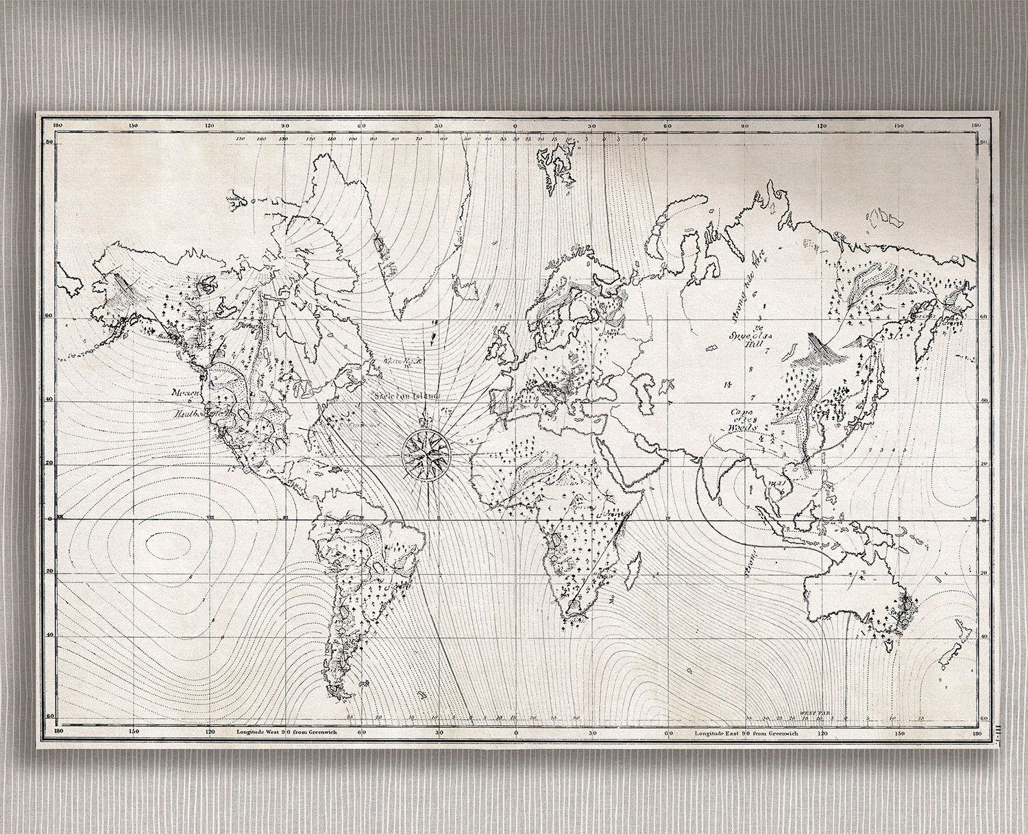 Cuadro Mapa del Tesoro horizontal - 140x90 cm / Lona tensada con bastidor