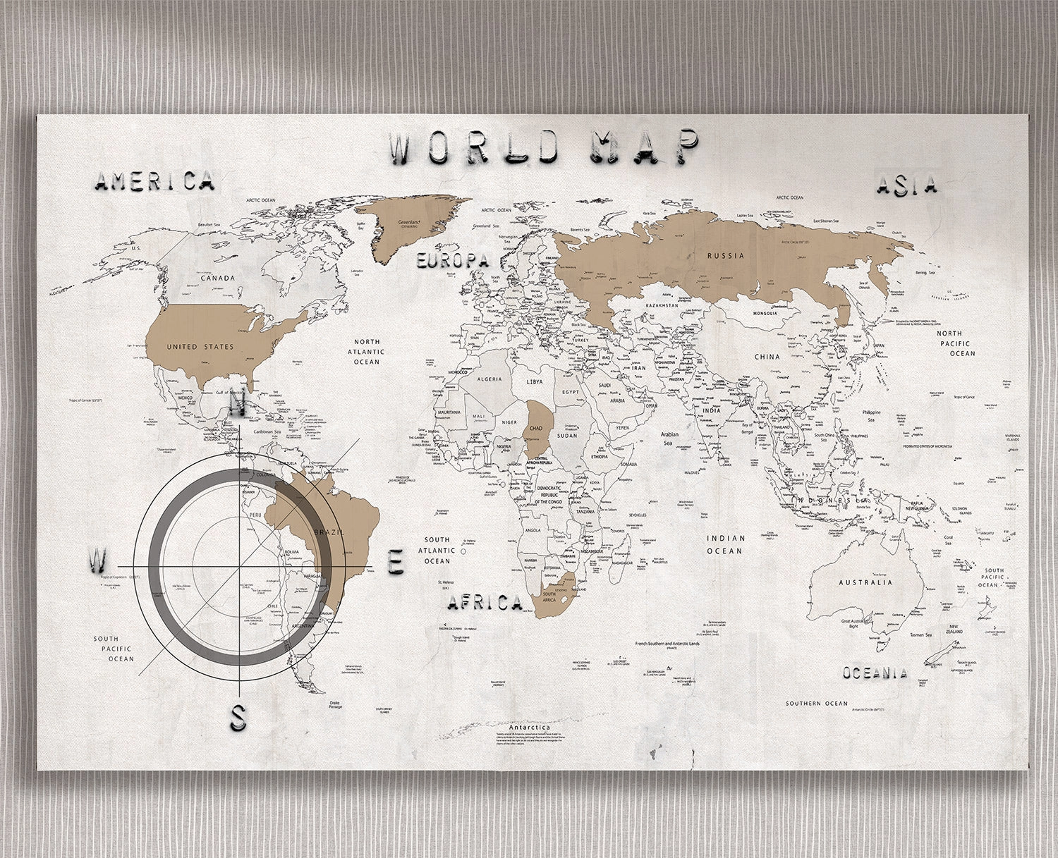 Cuadro Mapa Tabaco horizontal - 180x120 cm / Lona tensada con bastidor
