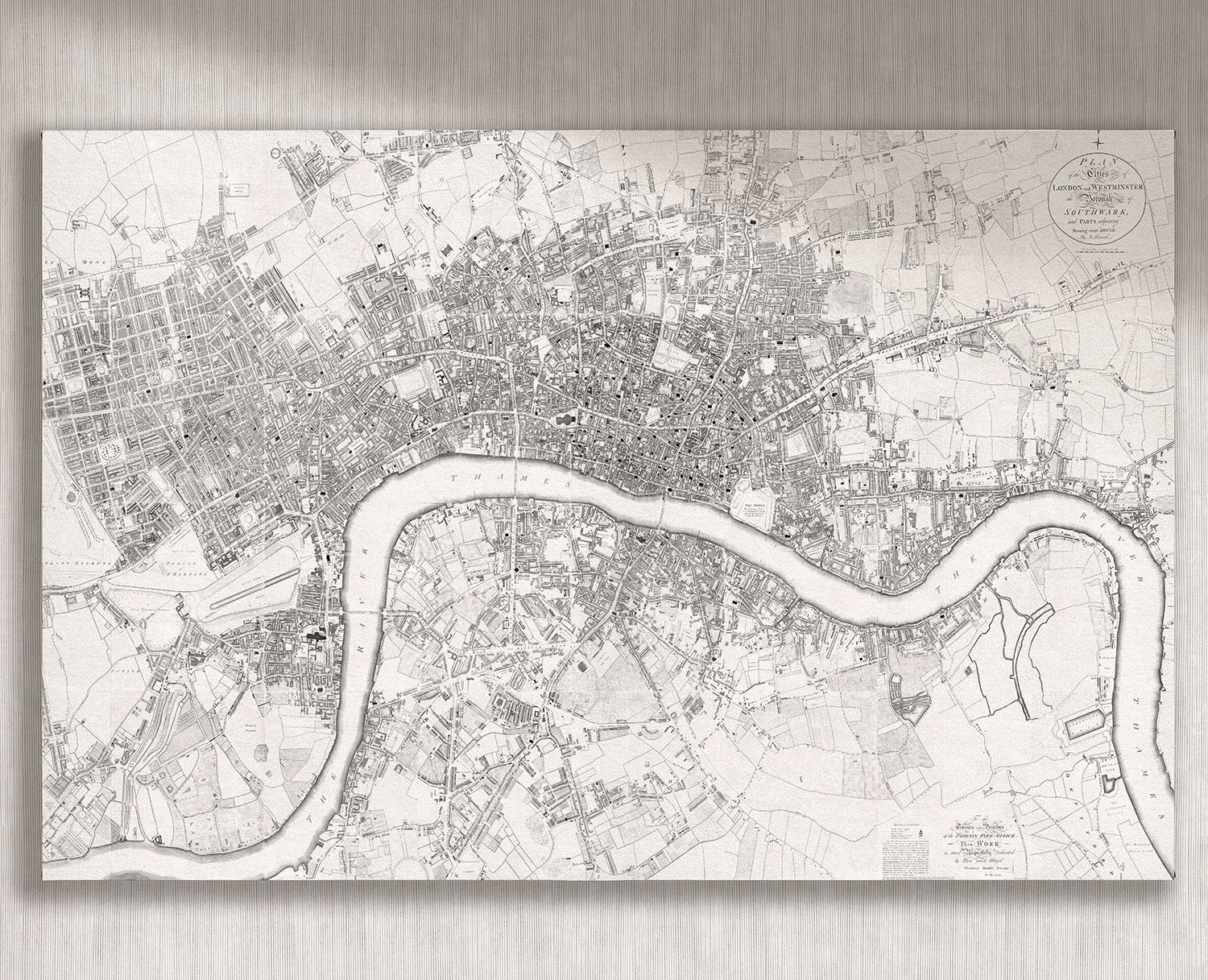 Cuadro Mapa City horizontal - 220x145 cm / Lona tensada con bastidor + marco de madera negro