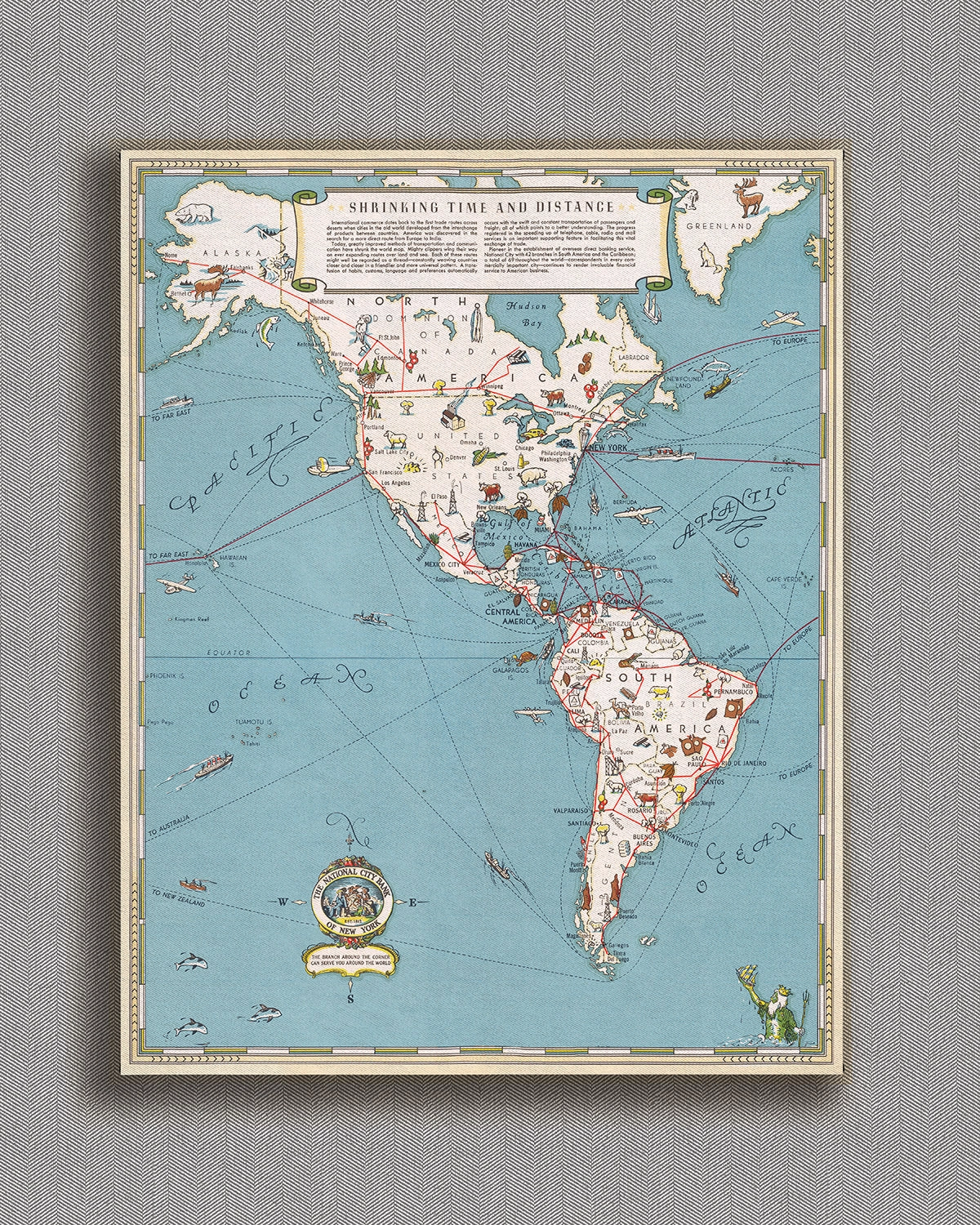 Cuadro Mapa Travesía vertical - 90x110 cm / Lona tensada con bastidor