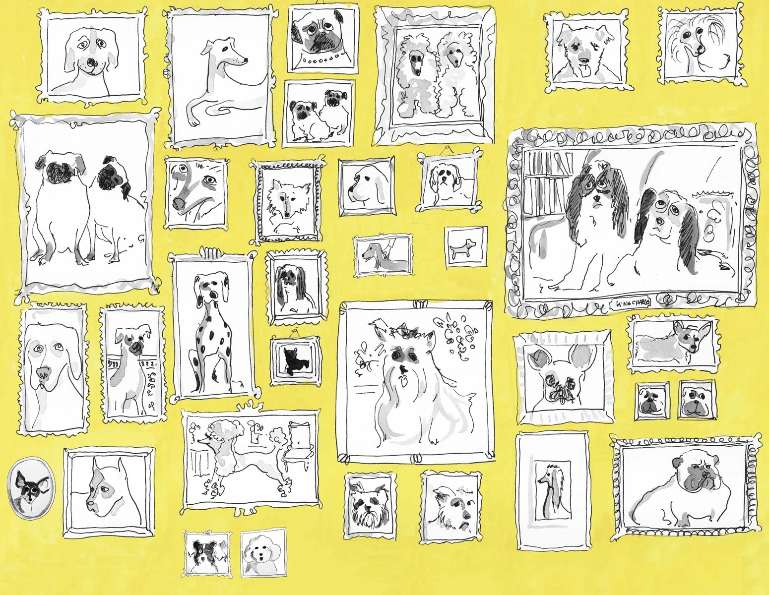 Papel mural Perros Amarillo (Manuel Santelices)